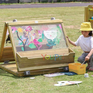 儿童户外帐篷素材收集涂鸦桌双面画板作品展示柜阳光七彩小屋