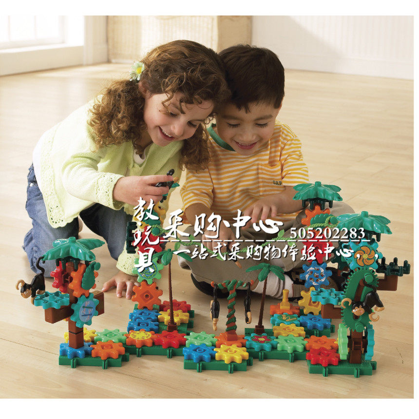 齿轮游戏猴子乐园幼儿早教园儿童益智主题建构积木创意动力组