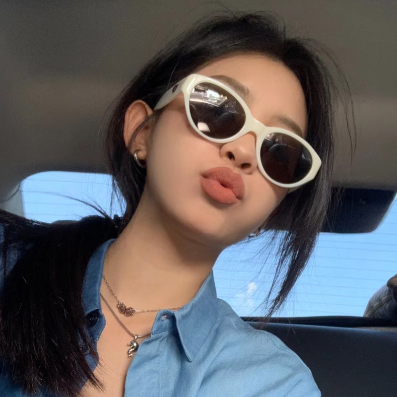 复古白框墨镜女高级感方圆脸偏光