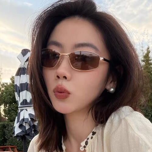 法式高级感金属猫眼茶色太阳镜