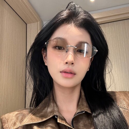 欧美风复古无框猫眼银色太阳眼镜