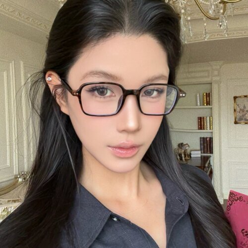 韩版复古方框豹纹素颜眼镜防蓝光