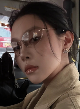 欧美风Y2K水银辣妹无框猫眼墨镜
