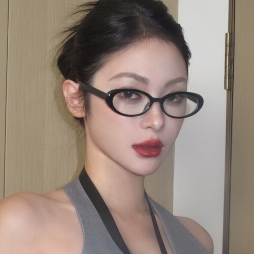 复古椭圆猫眼欧美黑框素颜眼镜