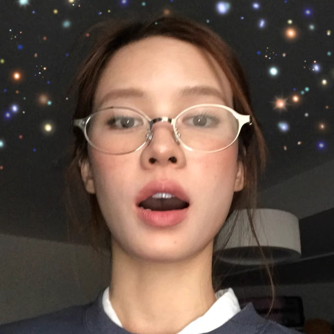 韩版金属银色椭圆形书呆子眼镜女