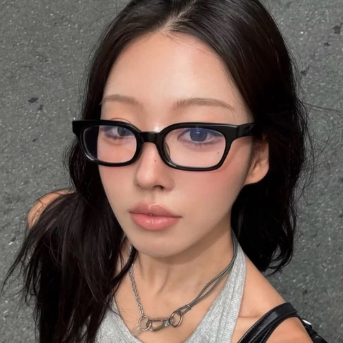 复古韩版黑框方形猫眼素颜眼镜女