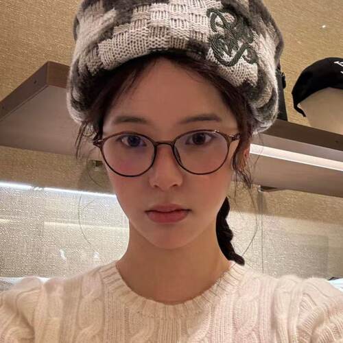 欧阳娜娜同款眼镜茶色小圆框超轻素颜小脸平光镜配度数近视防蓝光