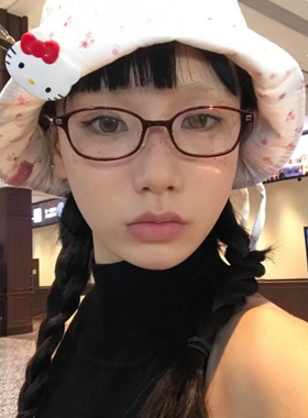 复古小框TR90超轻方形Y2K红色网红小脸素颜度数近视防蓝光眼镜女