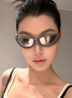 欧美风复古水银色护目骑行发箍墨镜登山运动防紫外线高级感太阳镜