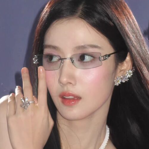 卢昱晓同款墨镜无框灰色金属镂空高级感Y2K辣妹风绳结太阳镜女潮