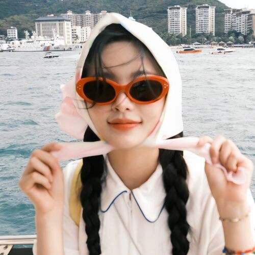 复古猫眼椭圆橘红色太阳眼镜女款