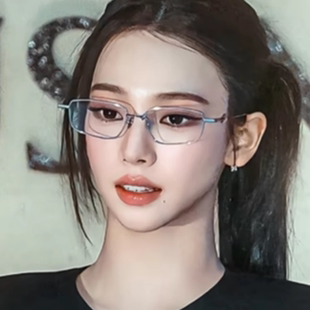 柳智敏同款眼镜韩版gm银色金属可配近视女度数小方框防蓝光平光镜