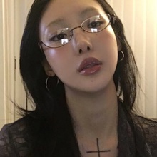 复古猫眼下半框黑框金属细边框眼镜cos二次元动漫小框Y2K平光镜女