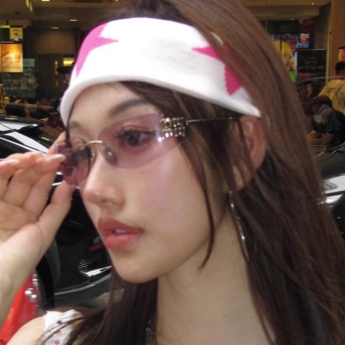 无边框粉色Y2K辣妹风中古墨镜