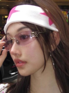 无边框粉色Y2K辣妹风中古墨镜