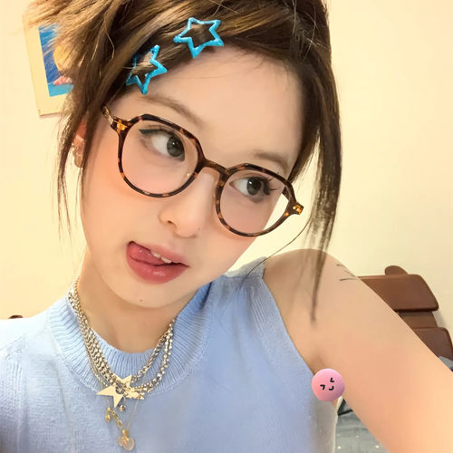 复古玳瑁色防蓝光眼镜素颜女学生