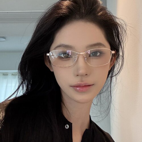 韩系复古金属金丝边方形高智感防蓝光近视眼镜圆脸配度数女平光镜