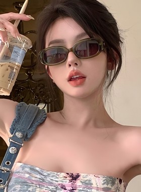 复古绿色小脸小框高级感太阳眼镜