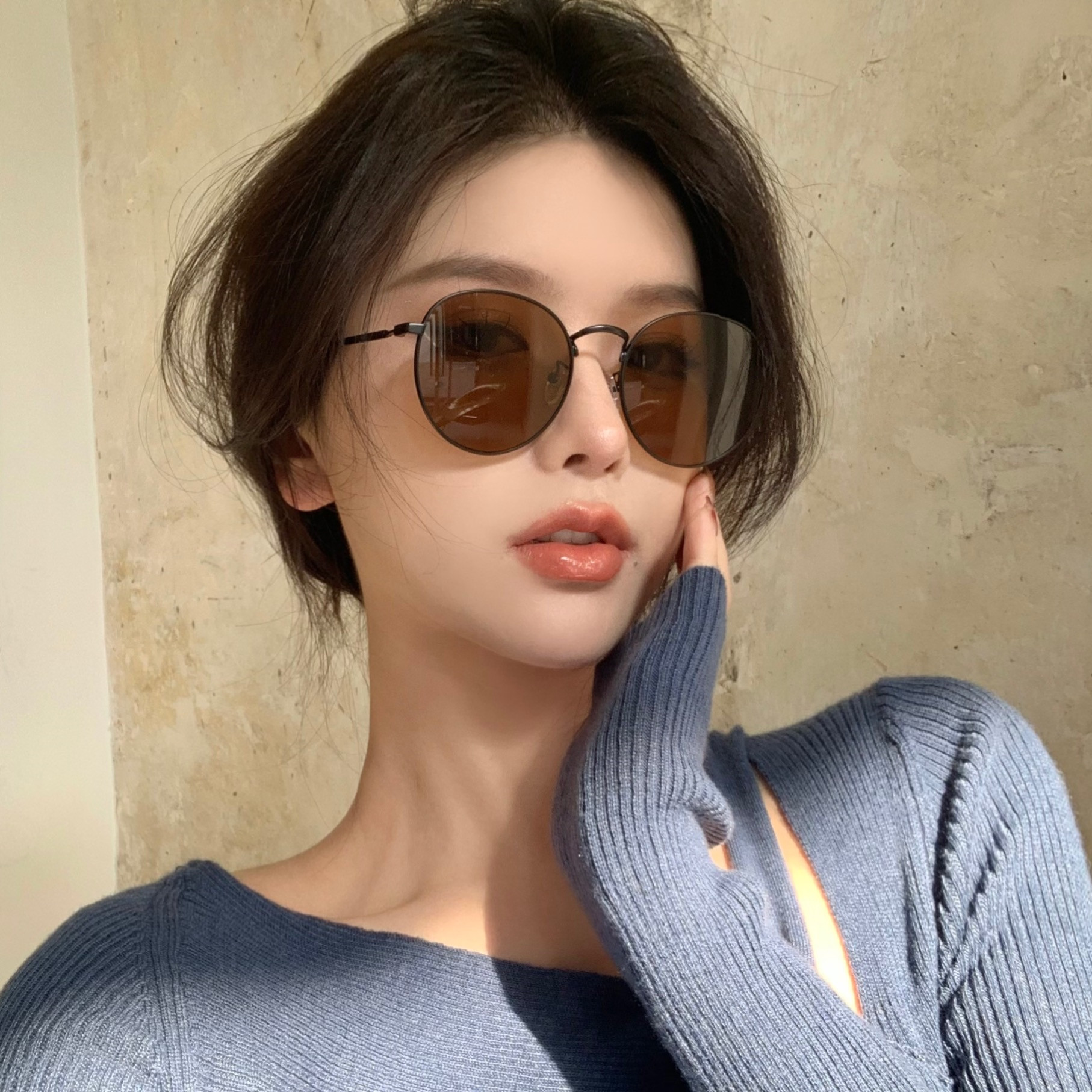 复古圆形大脸高级感ins太阳眼镜