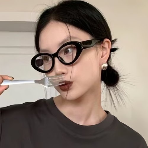 黑框素颜神器粗边猫眼韩系眼镜