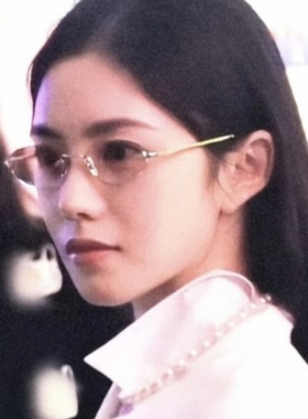 刘浩存同款无框椭圆茶色复古墨镜