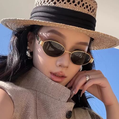 复古金属椭圆形墨镜女款高级感女
