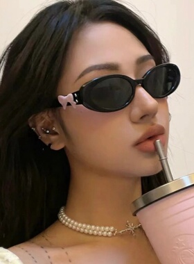 韩版复古椭圆猫眼墨镜女jennie同款联名可换配饰gm太阳眼镜女款潮