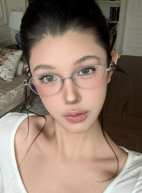 复古金属银边猫眼老钱风眼镜度数