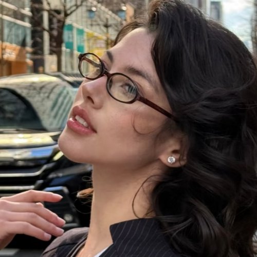 复古美式椭圆黑框老钱风Y2K眼镜