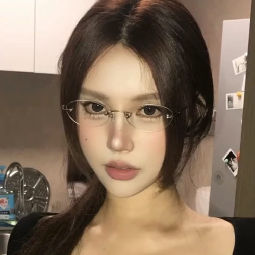 韩版复古纯欲风椭圆形无边框眼镜