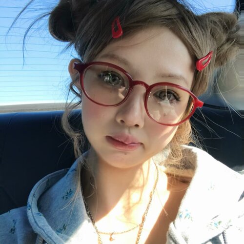 韩版圆框可爱甜妹红色眼镜防蓝光