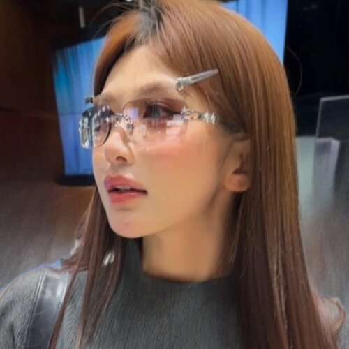 复古无边框金属水银色Y2K太阳镜