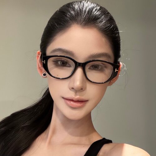黑框素颜神器眼镜猫眼大框方圆脸