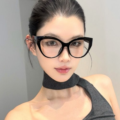 黑框素颜神器眼镜粗边猫眼大框女
