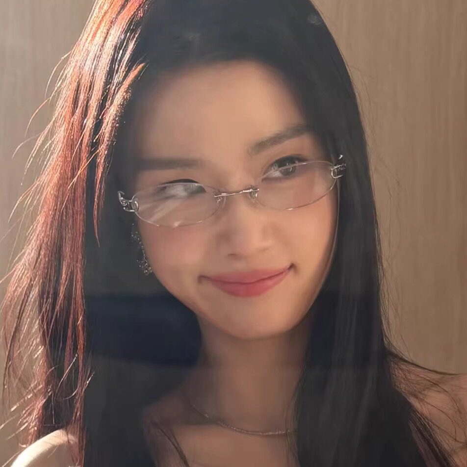 卢昱晓同款眼镜无框椭圆形金属镂空防蓝光可配度数近视平光镜韩系