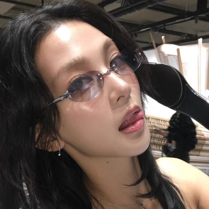 欧美辣妹风椭圆形猫眼无框gm墨镜