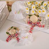 田园风拍照道具DIY娃衣小礼帽蝴蝶结编织玩偶玩具娃用小草帽