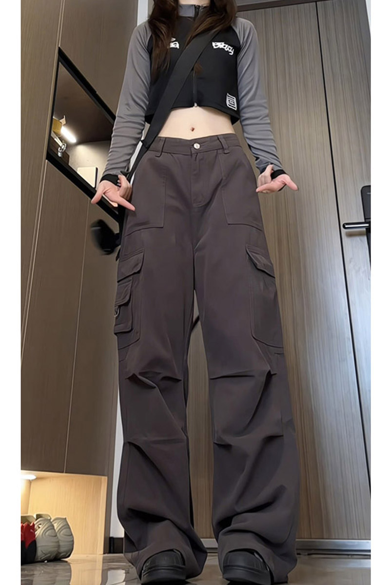 秋季新款美式高街复古水洗工装裤女潮流宽松直筒休闲裤KZ019P58,男装工装外套,电商B203