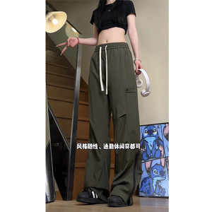 春夏季新款美式高街褶皱休闲裤女潮流宽松直筒伞兵裤 K2810 特P42图片