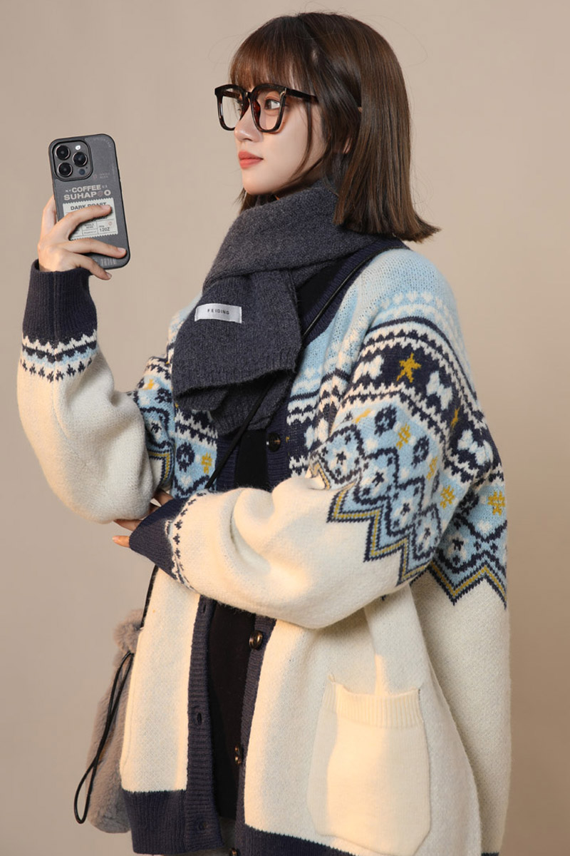 秋冬季新款美式小众撞色拼接毛衣女生开衫外套潮流慵懒风A03P95，男装针织衫/毛衣，电商B203