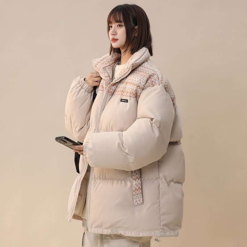 冬季新款美式撞色拼接立领棉衣女潮流宽松保暖棉服加厚外套MY105,男装棉衣,电商B203