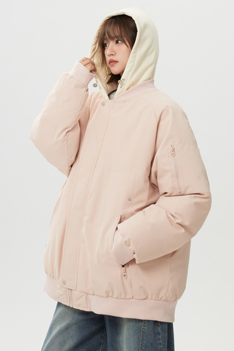 冬季美式高街假两件棉衣女士潮流宽松连帽棉服保暖外套9007P98,男装棉衣,电商B203