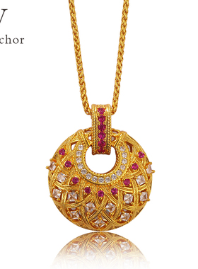 国风灵动精致唐彩菱文艺吊坠项链