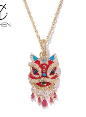 平安舞狮可爱2025年新年礼物国潮醒狮项链女生肖礼物国风锁骨链