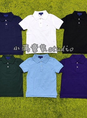 出口25新款儿童经典纯色刺绣polo衫翻领短袖男女亲子童装小中大童