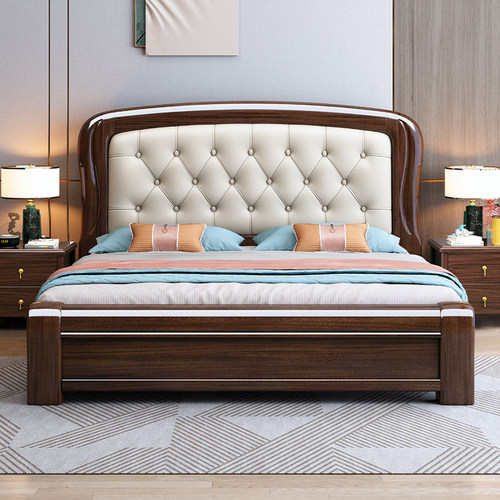 政府补贴紫金檀实木软包婚床