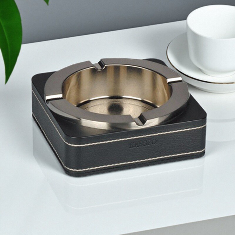 欧式时尚烟灰缸大码创意 大号金属烟缸方形 送给父亲生日礼物
