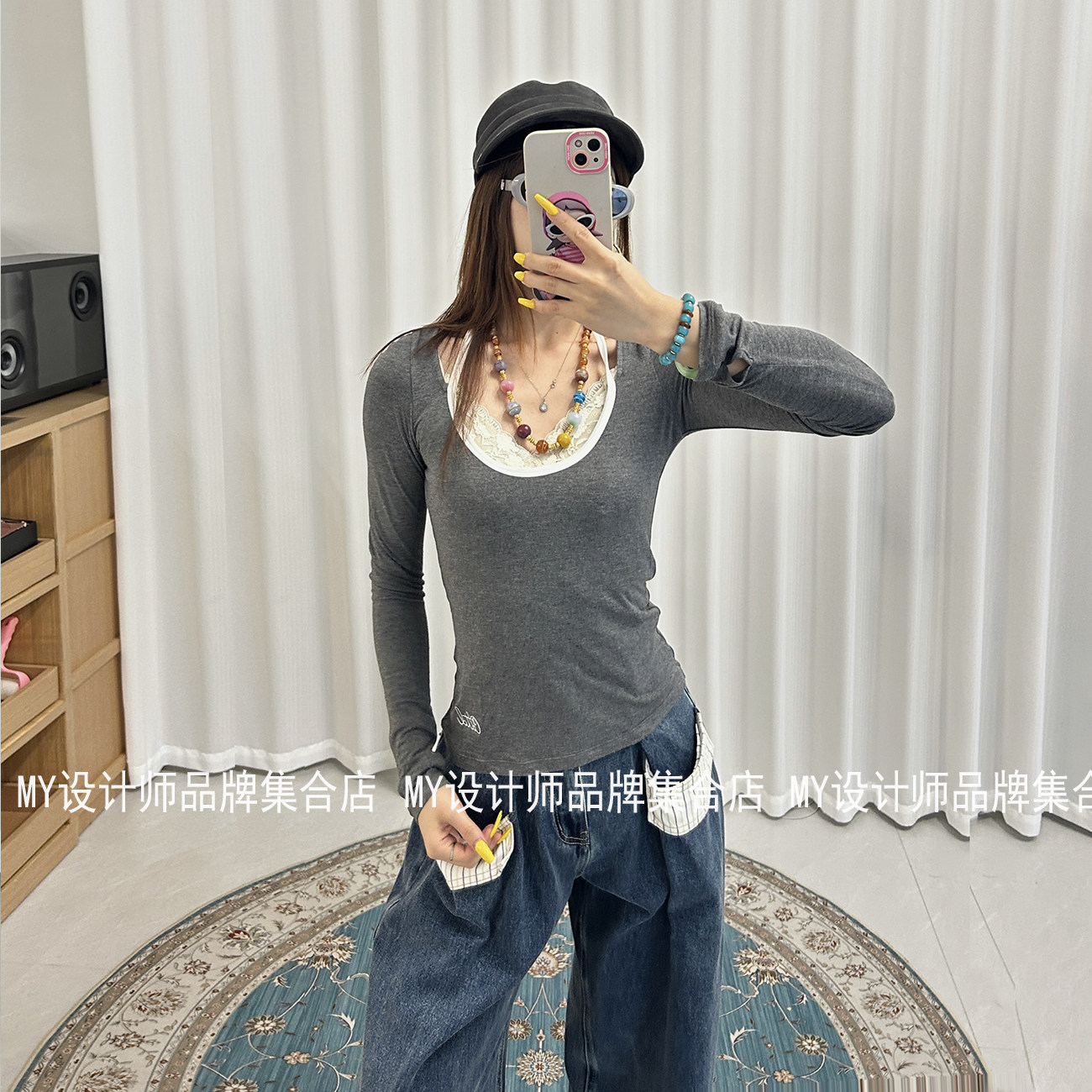 ODTD撞色吊带打底衫T恤衫FW26TSGRA310——690图片