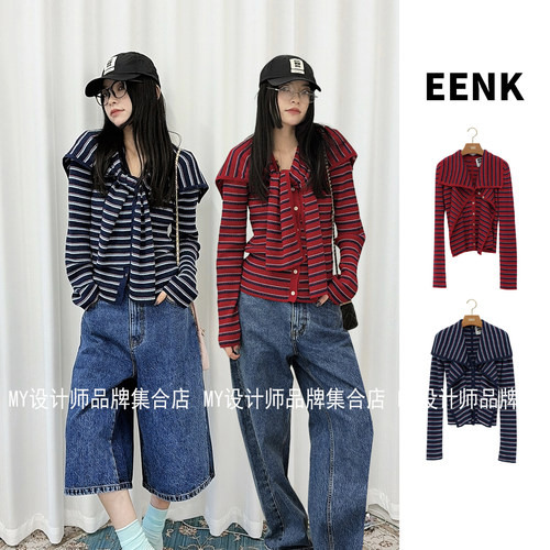 EENK 复古第纹气质针织衫EED-1Q353-CD04-RD/NV——3980