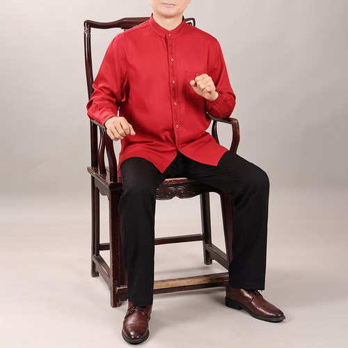 百福龙新中式立领长袖唐装中年男